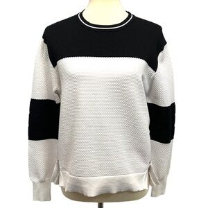 Jonathan Simkhai Black & White Side Snap Colorblock Textured Sweatshirt Medium